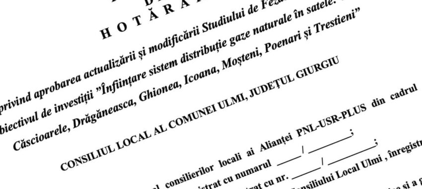 Proiect actualizare Studiu de Fezabilitate – Gaze